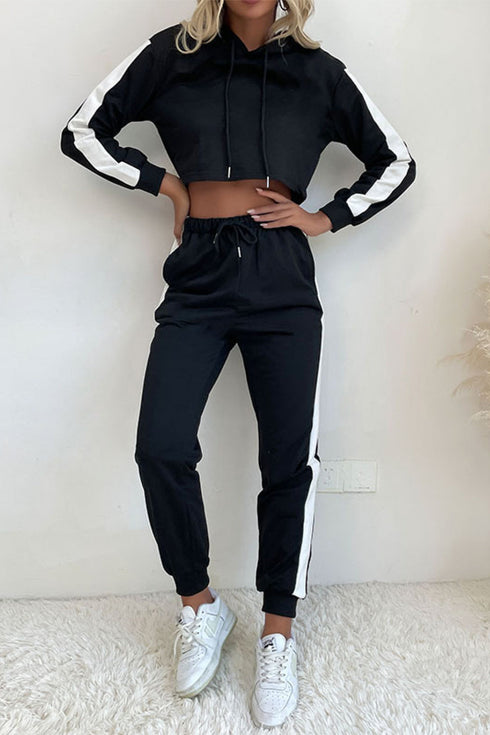 'Maria' Cropped Hoodie and Jogger Set - Celes Fashion